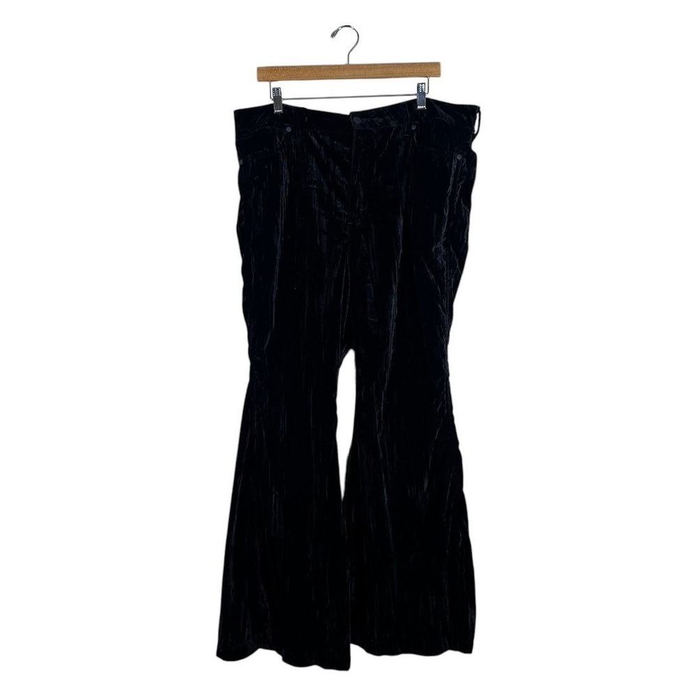 NWT Wrangler Retro Velvet Solid Flare Pants Black Boho High Rise Size 34x32